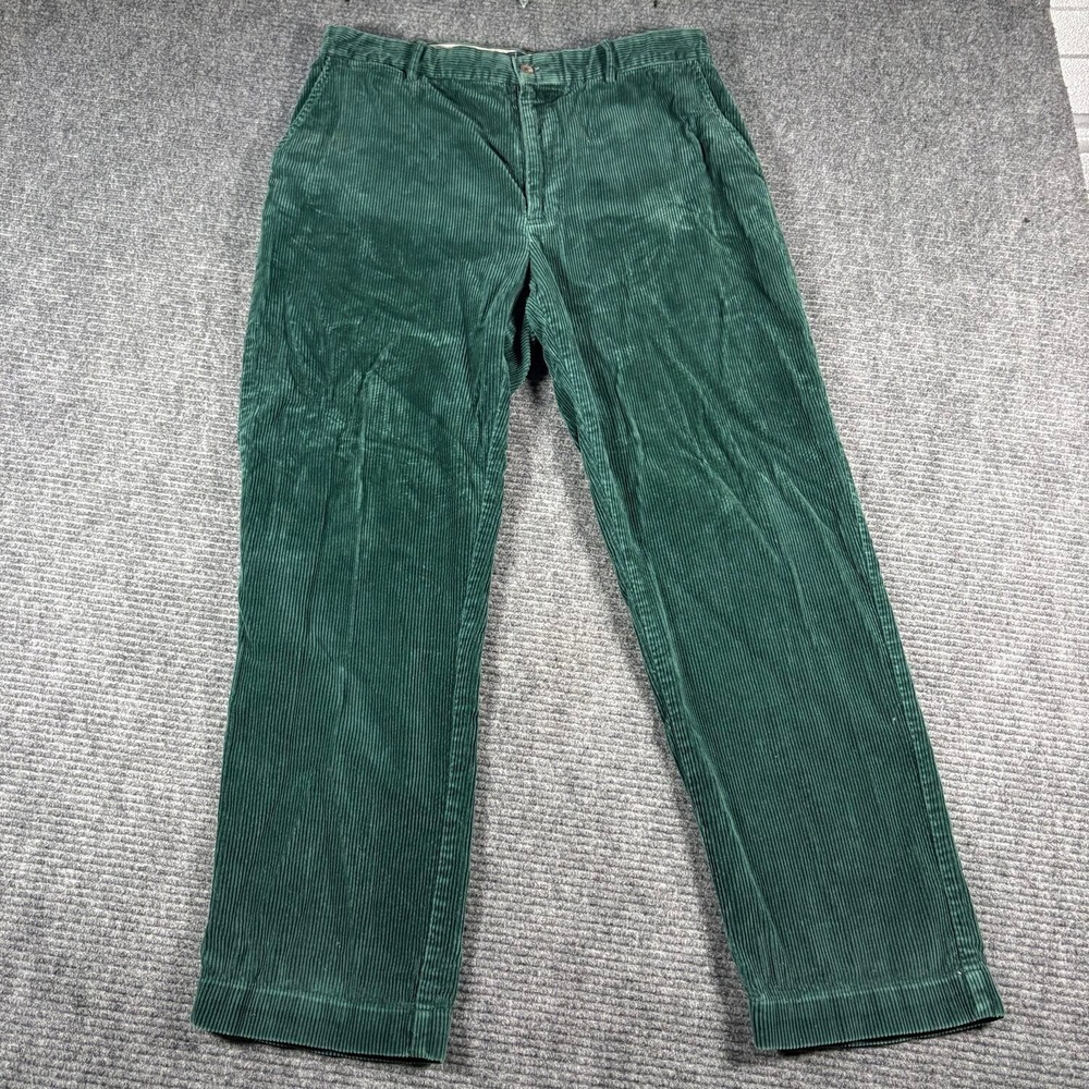 Vtg Polo Ralph Lauren Corduroy Pants Mens 34/30 Green Excellent Wide Straight
